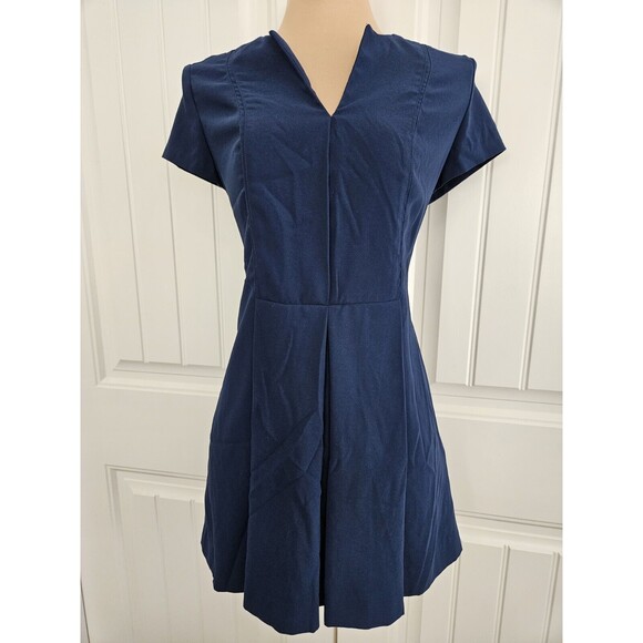 Zara Trafaluc Navy Blue Romper Size L V Neck Shorts - Picture 1 of 9